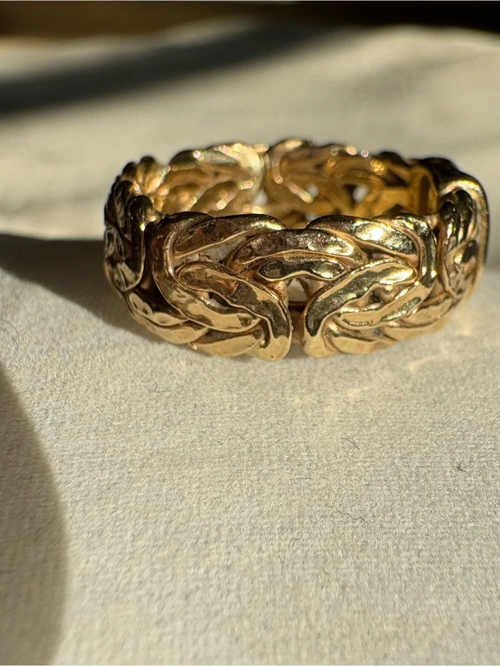 Atasay Kuyumculuk 14K Yellow Gold Byzantine Diamond 7mm Band Ring 3.5g